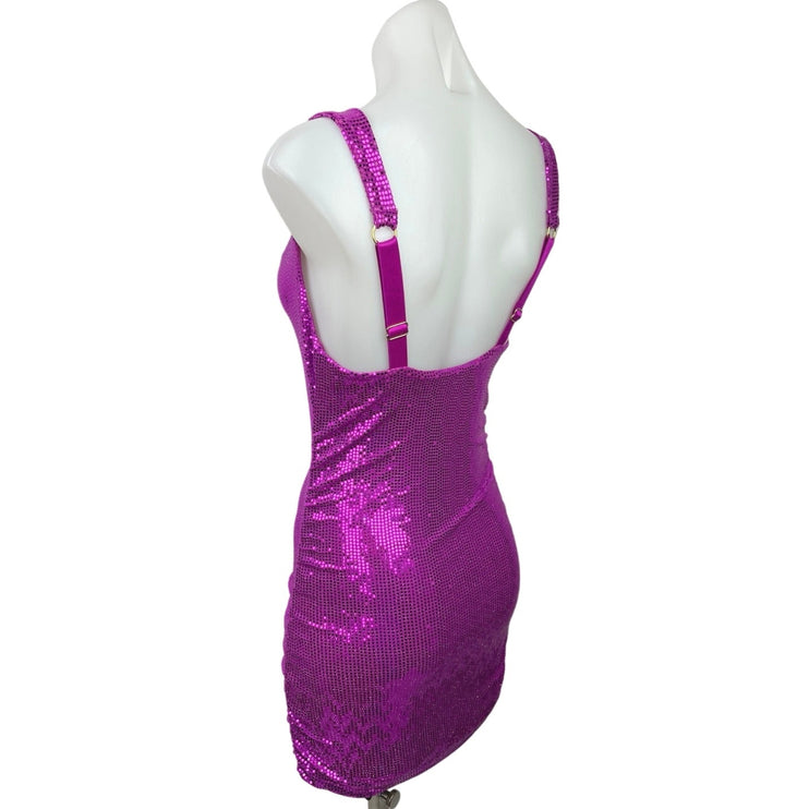 Urban Outfitters Purple Dua Cowl Neck Sequin Sleeveless Mini Bodycon Dress Sz XS