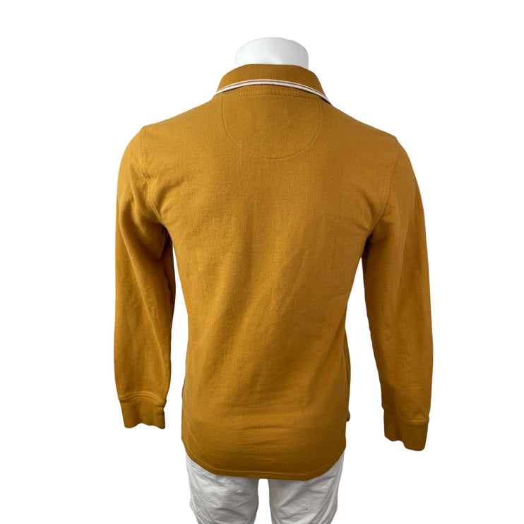 Goodfellow & Co Men's Mustard Yellow Knit Gold Long Sleeve Polo Shirt Top Size S