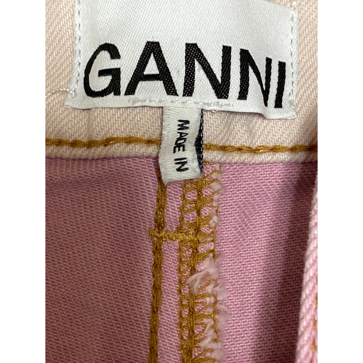 Ganni Overdyed Cutline Light Lilac Purple High Rise Denim Jean Shorts Size 30