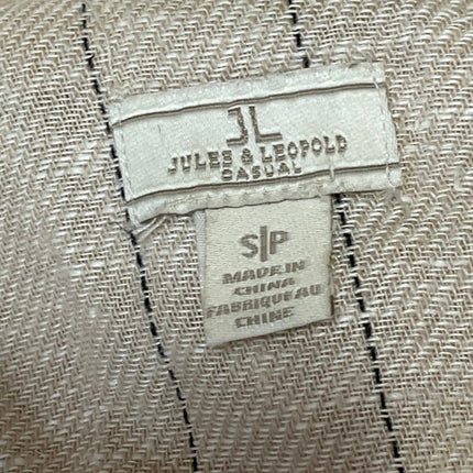 Jules & Leopold Womens Beige Linen Striped Notch Lapel Blazer Coat Jacket Size S