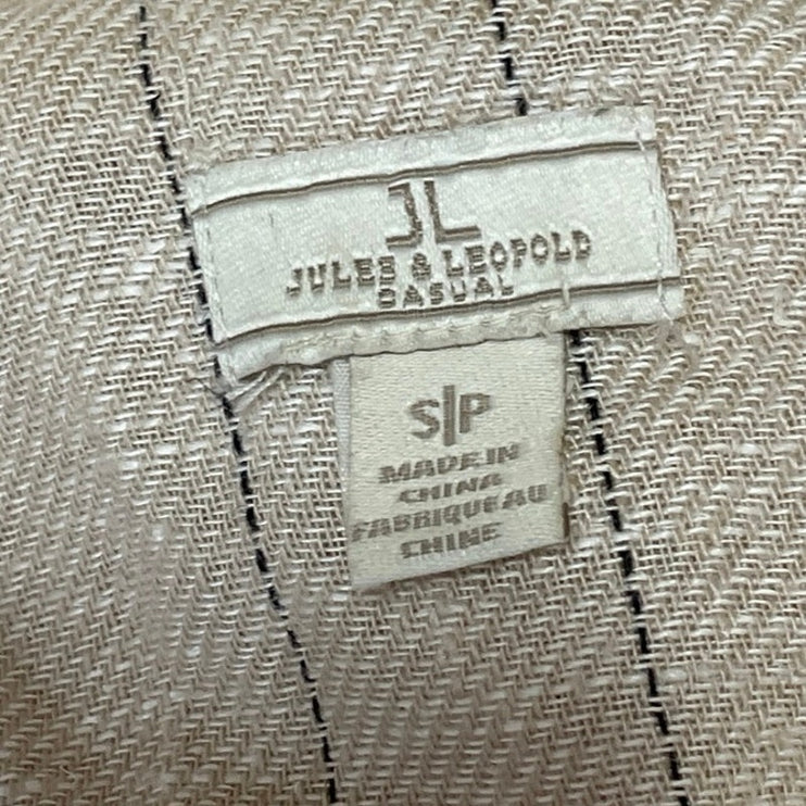 Jules & Leopold Womens Beige Linen Striped Notch Lapel Blazer Coat Jacket Size S