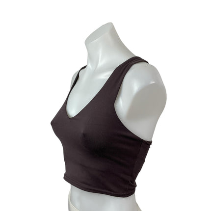 Alo Brown V Neck Sleeveless Yoga Workout Athletic Activewear Crop Tank Top Sz XS