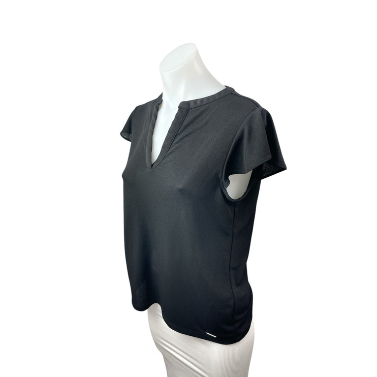 Calvin Klein Women's Gray Short Flutter Sleeve V Neck Shirt Blouse Top Size S