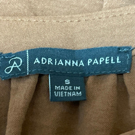 Adrianna Papell Women's Brown V Neck Flutter Sleeve High Low Blouse Top Size S