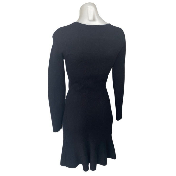 Zara Womens Black Gold Button Long Sleeve Knit Mini A Line Sweater Dress Size S