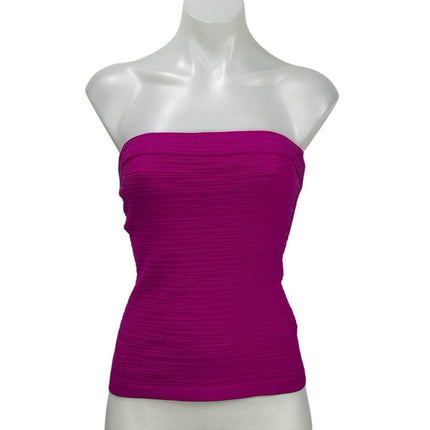 COS Purple Textured Gathered Strapless Bandeau Tube Stretch Blouse Top Size S