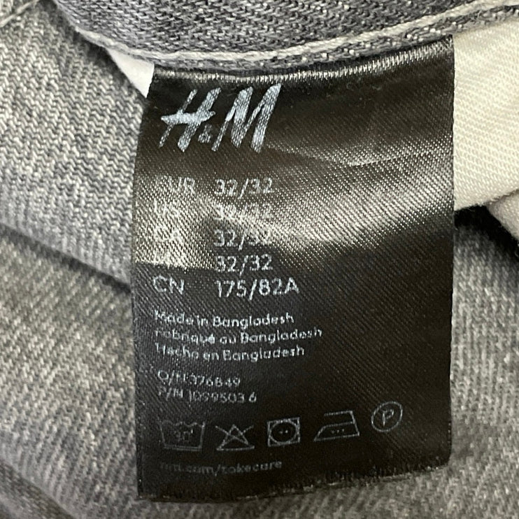 H&M Women's Gray High Rise Relaxed Baggy Fit Straight Leg Denim Jeans Pants 32