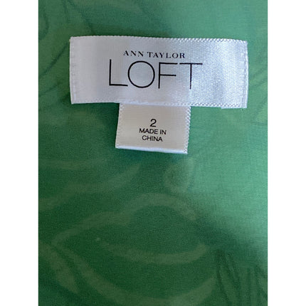 Ann Taylor LOFT Womens Green Floral Ruffle V Neck Short Sleeve Wrap Blouse Top 2