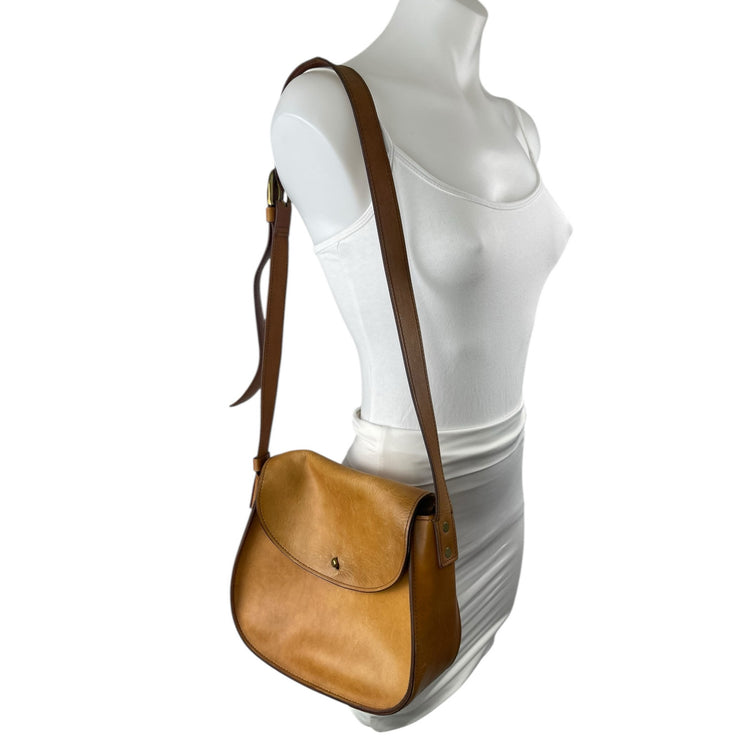 Madewell The Marfa Tan Leather Saddle Flap Crossbody Purse Handbag Size OS