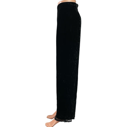 Ann Taylor Womens Black Velvet Velour HighWaisted Wide Leg Trousers Pants Size 4