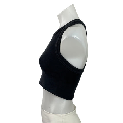 Alo Yoga Women's Black Ribbed Knit Racerback Workout Athletic Crop Top Size S