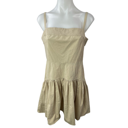 Abercrombie & Fitch Beige Sleeveless Mini Ruffle Flounce Tank A-Line Dress Sz M
