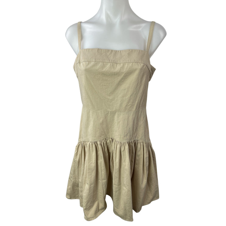 Abercrombie & Fitch Beige Sleeveless Mini Ruffle Flounce Tank A-Line Dress Sz M