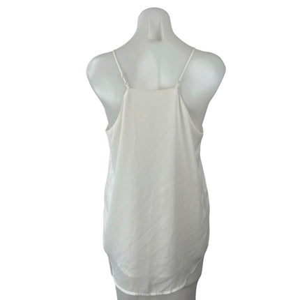 Evera B Womens White Satin V Neck Sleeveless Minimalist Cami Camisole Tank Top M