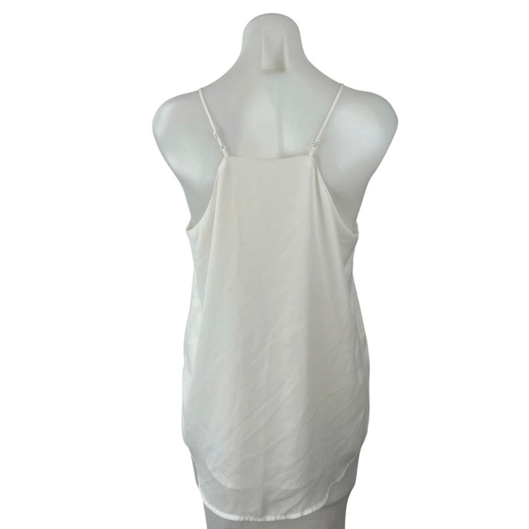 Evera B Womens White Satin V Neck Sleeveless Minimalist Cami Camisole Tank Top M