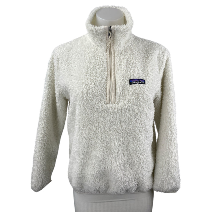 Patagonia Los Gatos Women's White Fleece 1/4 Zip Long Sleeve Sweater Top Sz XXS