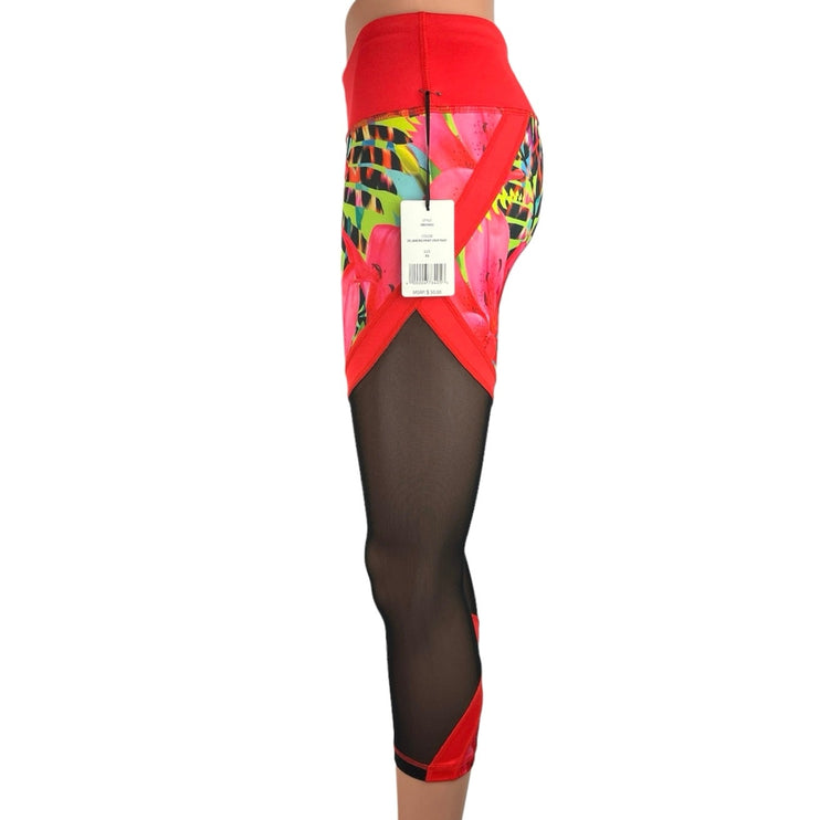 Reflex De Janeiro NWT Multicolor Tropical Mesh Stretch Pull On Crop Legging XS