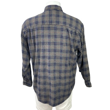 Van Hausen Men Blue Plaid Classic Pocket Long Sleeve Button Down Dress Shirt XL