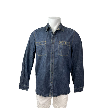 GAP 1969 Men's Blue Long Sleeve Pocket Button Down Trucker Denim Jean Jacket M