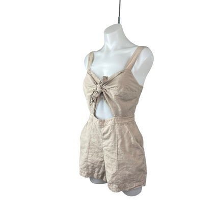 Abercrombie & Fitch Women's Beige Keyhole Sleeveless Tie Front Jumpsuit Romper 2