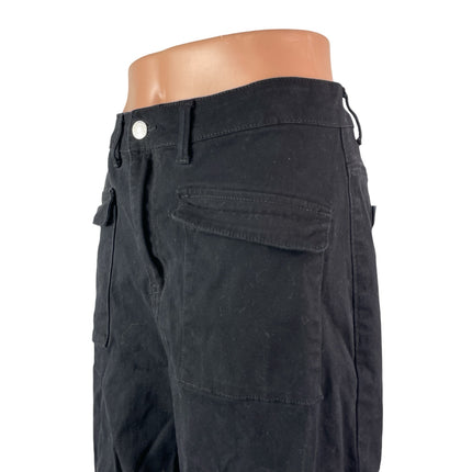 Dokotoo Women's Black High Waisted Flap Pocket Wide Leg Denim Jeans Size 14