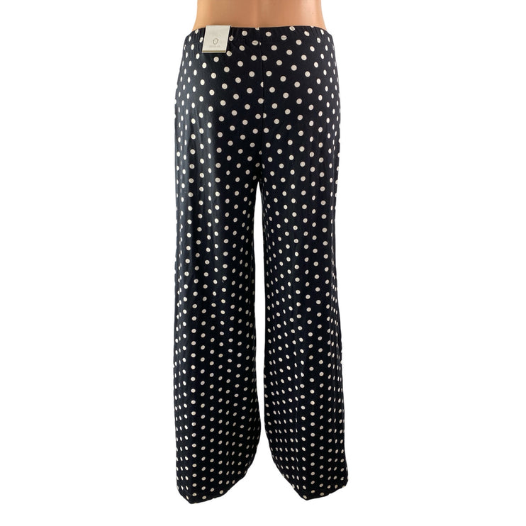 NEW Weekend by Chico's Women's Black Polka Dot Palazzo Wide Leg Trousers Pants 0