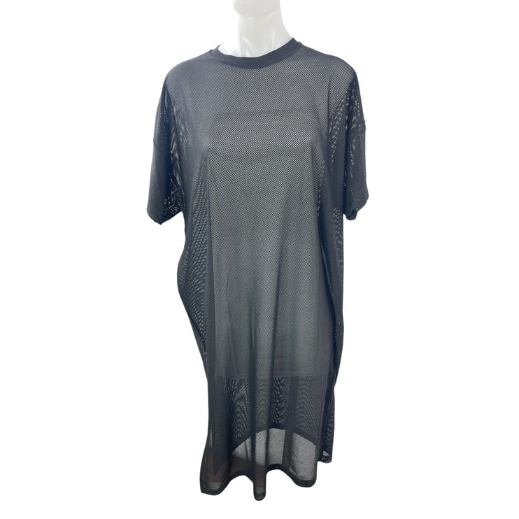 Asos Women's Black Sheer Mesh See Through Tunic Midi Cover Up T-Shirt Dress Sz S