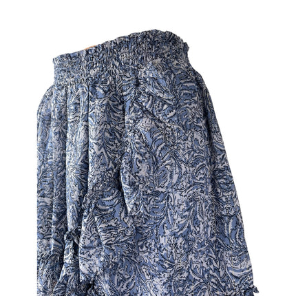 NEW Aqua Women's Blue Floral Sheer Ruffled High Rise Mini A-Line Skort Skirt XL
