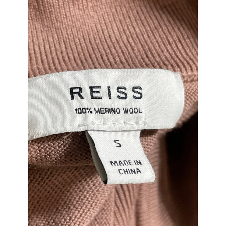 Reiss Men's Brown 100% Wool 1/4 Zip Long Sleeve Knit Sweatshirt Sweater Top Sz S