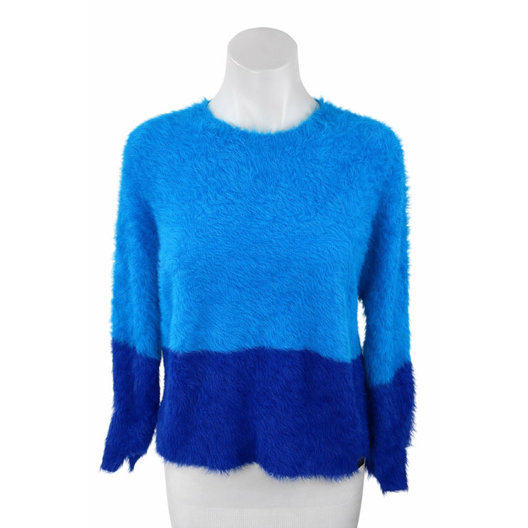 One Teaspoon Fluffy Women's Blue Colorblock Crew Neck Long Sleeve Sweater Top XS