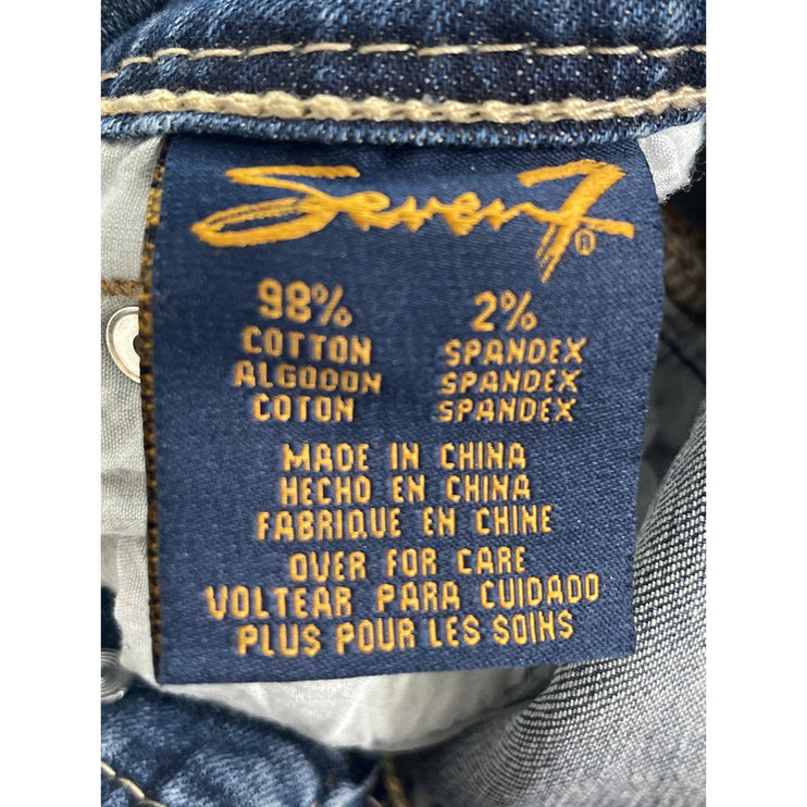 Seven7 Women's Blue Distressed Low Rise Ripped Bootcut Denim Jeans Pants Size 27