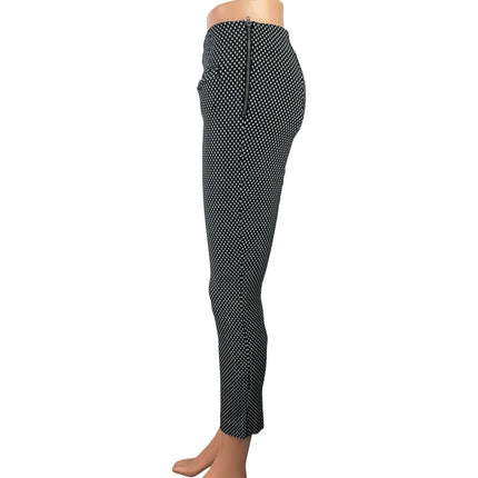 Anthropologie Womens Black Polka Dots High Waisted Skinny Trousers Pants Size 2