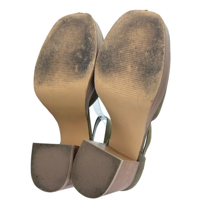 House Of Harlow 1960 Tanner Green Suede Ankle Strap Platform Heels Sandals Sz 9M