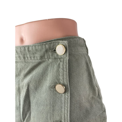 Zara Women's Green High Rise Mini Asymmetrical A-Line Wrap Denim Skort Skirt S