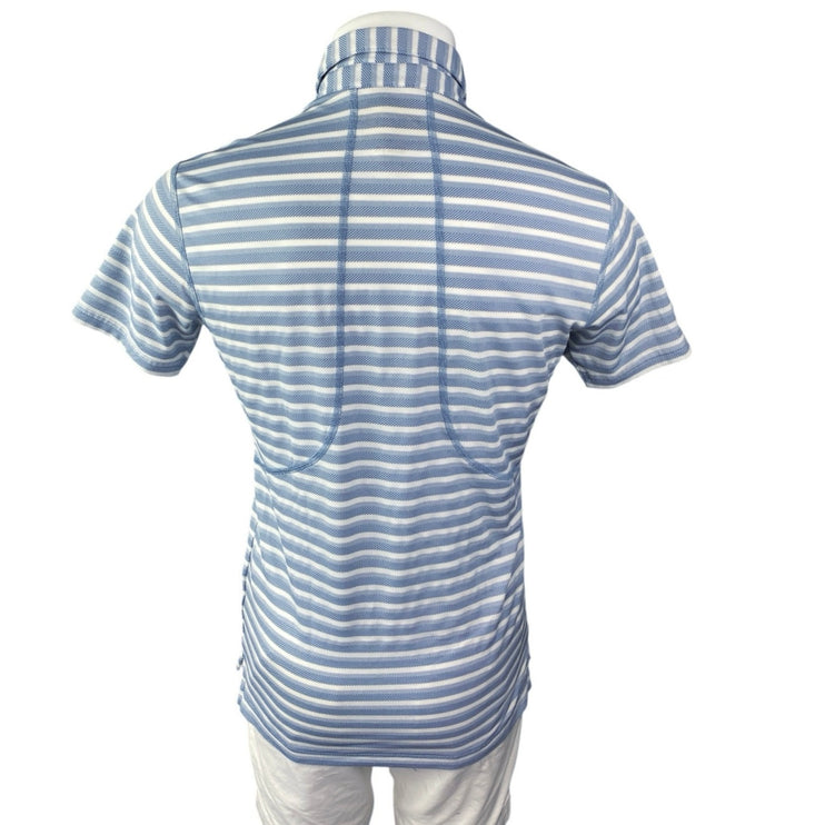 Bonobos Men's Blue White Striped Short Sleeve Slim Fit Polo Shirt Top Size S