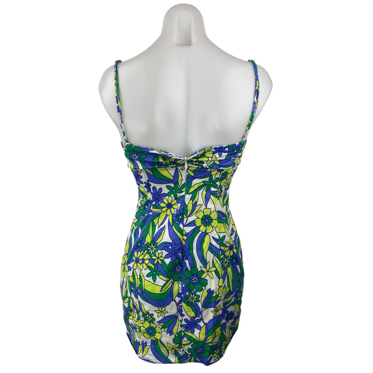 Zara Multicolor Floral Sleeveless Cami Camisole Mini Tank Bodycon Dress Size S