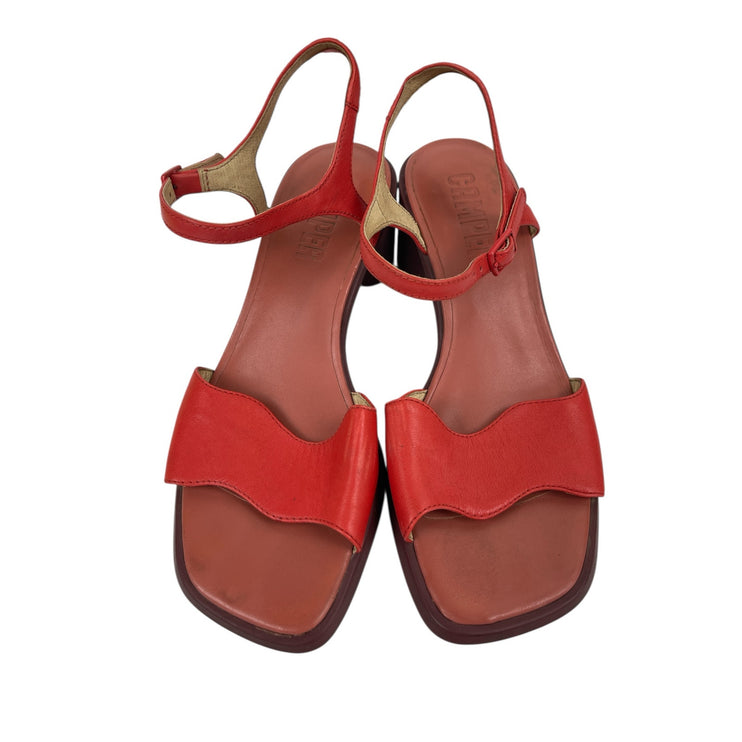 Camper Meda Womens Red Leather Square Toe Block Heel Ankle Strap Sandals 36 US 6