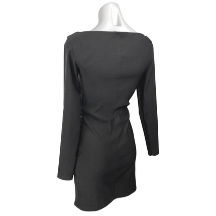Zara Women's Black Long Sleeve Boat Neck Formal Fitted Mini Sheath Dress Size M Zara Women's Black Long Sleeve Boat Neck Formal Fitted Mini Sheath Dress Size M