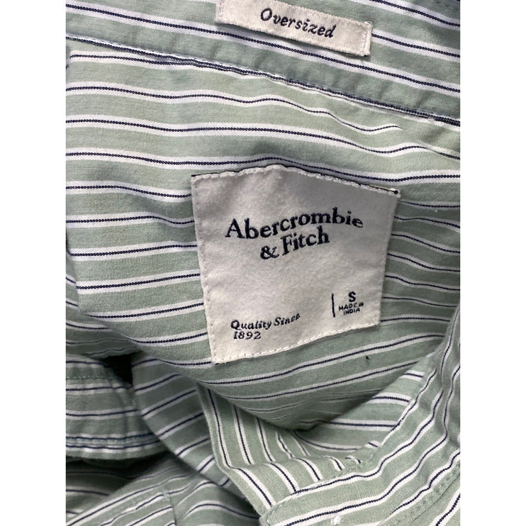 Abercrombie & Fitch Womens Green Striped Long Sleeve Button Down Shirt Top Sz S