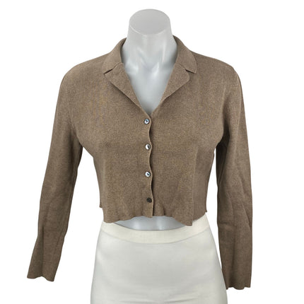 Charter Club Women's Tan Ribbed Knit Long Sleeve Button Up Cardigan Sweater S