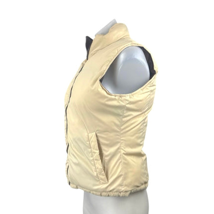 Big Chill Womens Brown Cream Reversible Zip Up Puffer Quilted Vest Jacket Size 8