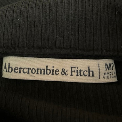 Abercrombie & Fitch Black Ruched Button Up Long Sleeve Mini Polo Sweater Dress M