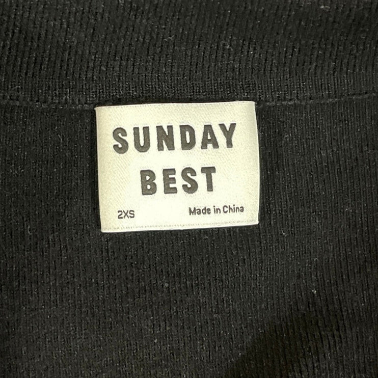 Aritzia Sunday Best Black Short Sleeve Rib Knit Button Up Mini Bodycon Dress 2XS