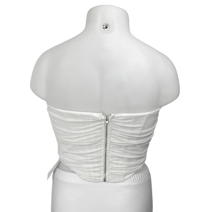 NEW Marthea White Strapless Sleeveless Zip Bandeau Bustier Corset Crop Top XXL