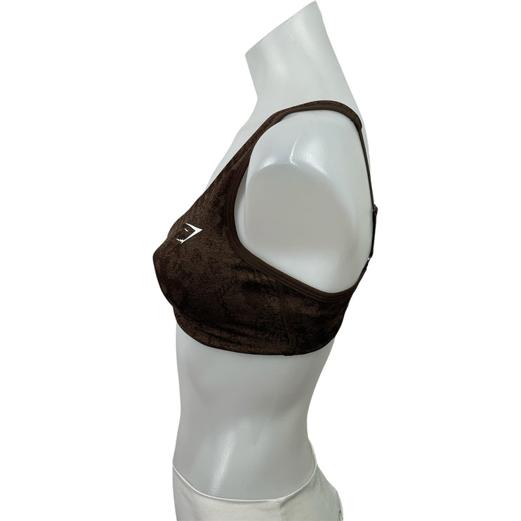 Gymshark Adapt Animal X Whitney Seamless Twist Front Brown Sports Bra Size S