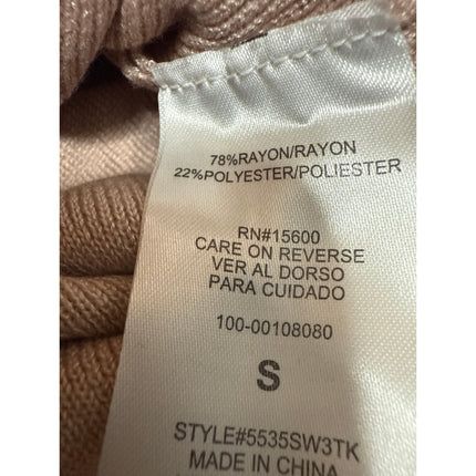 Takara Beige Tan Long Puff Sleeve Scoop Neck Knit Blouse Bodysuit Top Size S