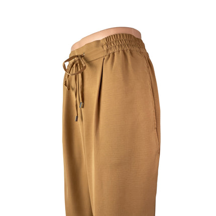 Zara Women's Brown Drawstring High Rise Carrot Tapered Trousers Dress Pants XS