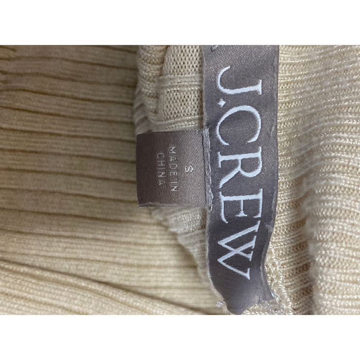 J.Crew Women's Cream Ribbed Knit Turtle Neck Long Sleeve Crop Sweater Top Sz S