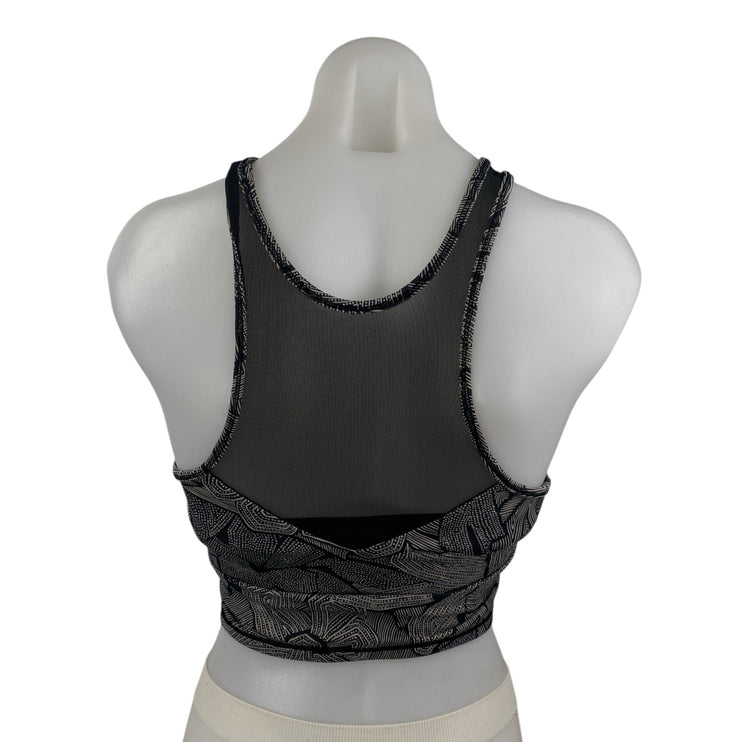 Lululemon Get It Om Black Gray Mesh Geometric Yoga Workout Athletic Crop Top 4