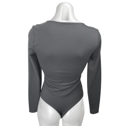 Abercrombie & Fitch Womens Black Square Neck Long Sleeve Bodysuit Shirt Top Sz S